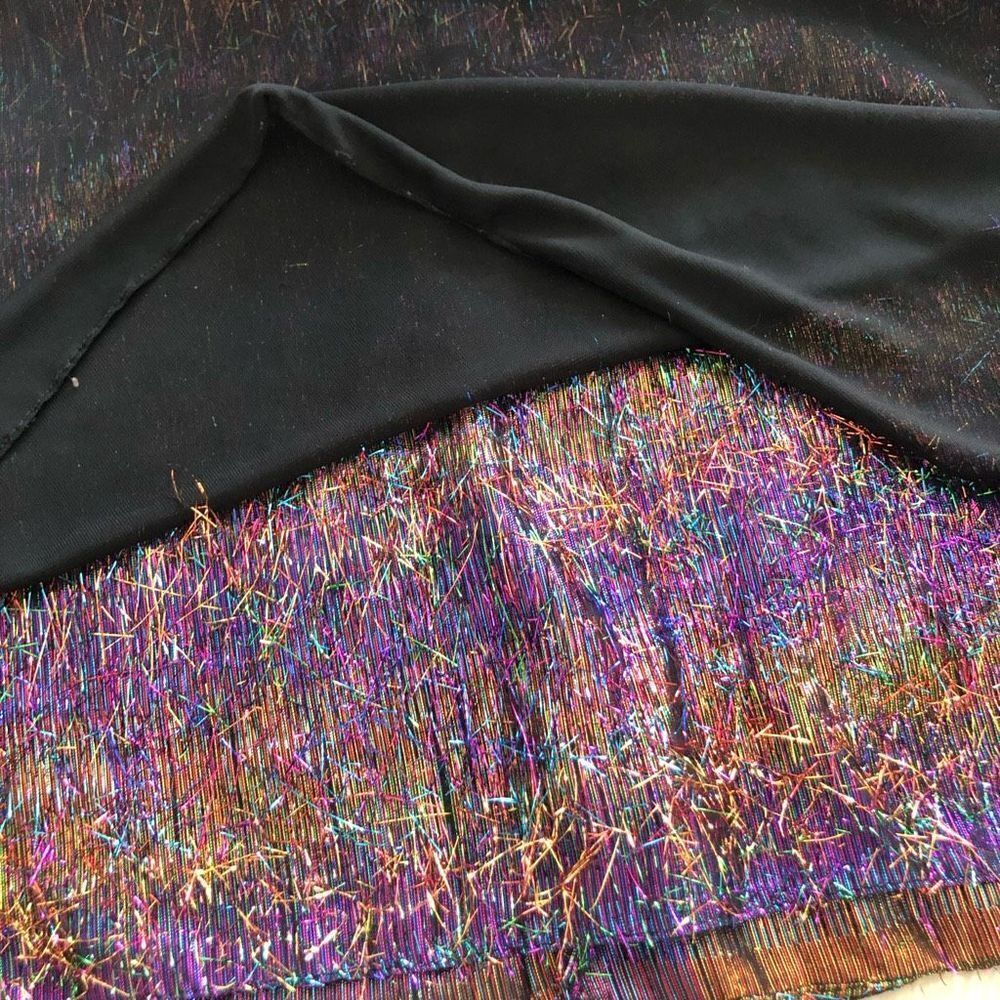 sheer overlay long colorful metallic hair confetti cap sleeve vintage y2k - Picture 8 of 11
